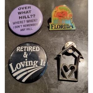 Lot of 4 Vintage Pins Florida 1997 Ann Clark Cookie Cutter Heart Home Pewter